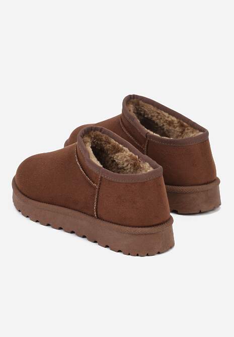 Brązowe Niskie Śniegowce o Wsuwanym Fasonie Alodra