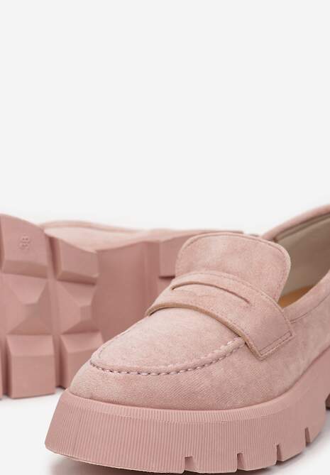 Różowe Mokasyny na Grubej Podeszwie z Protektorem Misal