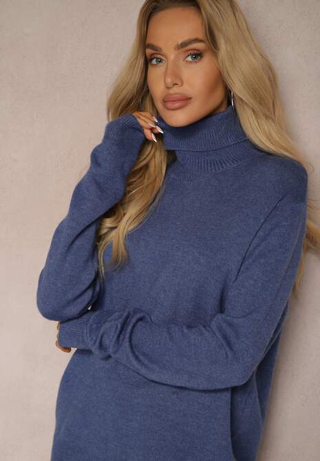 Niebieski Casualowy Golf z Dodatkiem Bawełny i Wiskozy Lerinae