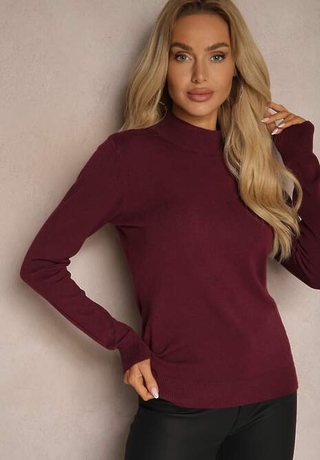 Ciemnofioletowy Półgolf o Klasycznym Fasonie z Kaszmirem i Wiskozą Zailana