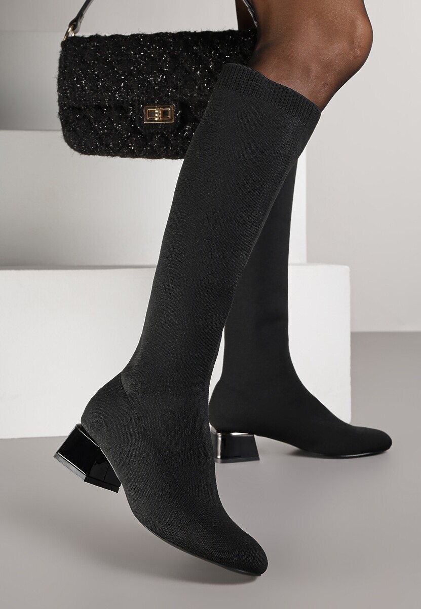 Czarne Kozaki Vices na Stożku z Elastyczną Cholewką Garsse