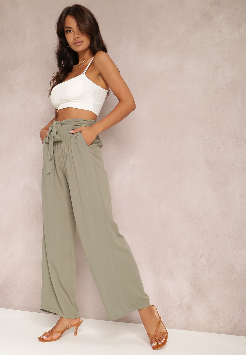 Ciemnozielone Spodnie Szerokie Phiorephis