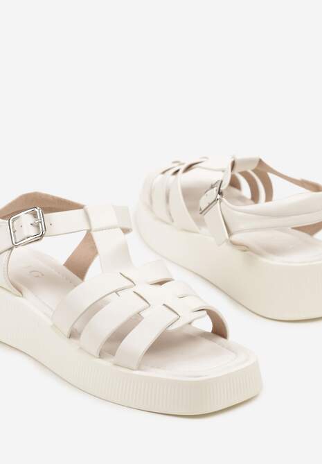 Białe Sandały Gladiatorki na Platformie Firenelle