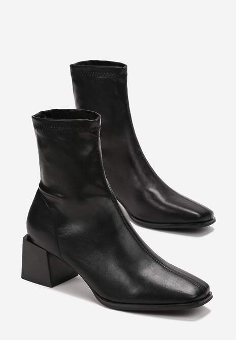 Czarne Botki na Niskim Słupku Sileurie