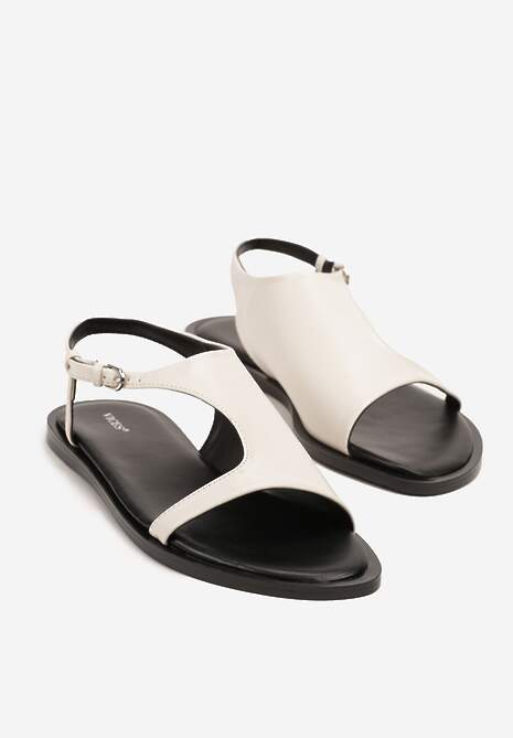 Beżowe Asymetryczne Sandały Vices ze Sprzączką Merilda