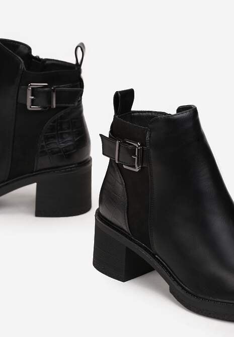 Czarne Botki na Słupku Bersa