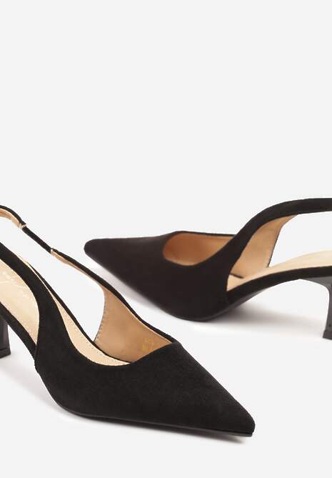 Czarne Sandały na Kaczuszce ze Szpiczastym Noskiem Rerivira