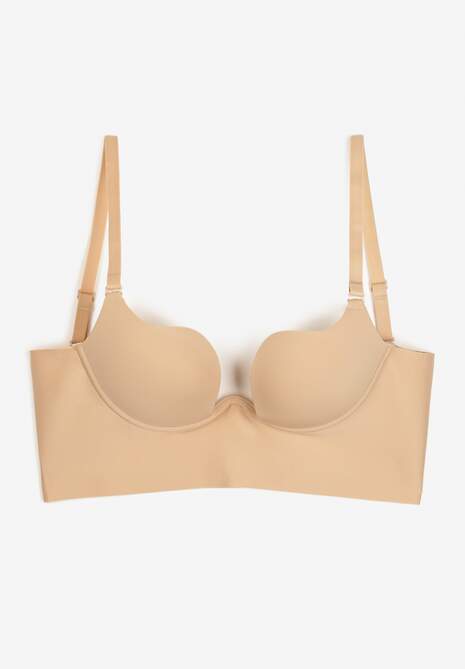 Beżowy Biustonosz Miseczka C Typu Push Up na Ramiączkach z Regulacją Mivonara
