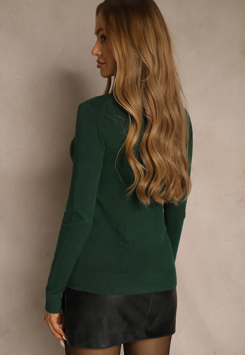 Ciemnozielony Golf z Bawełną w Klasycznym Stylu Reiredia