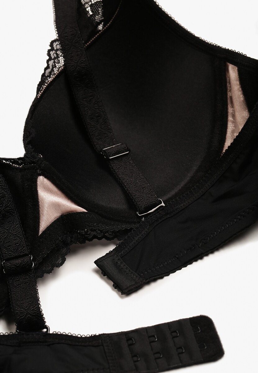 Czarno-Beżowy Biustonosz z Koronką i Funkcją Push Up Wifia