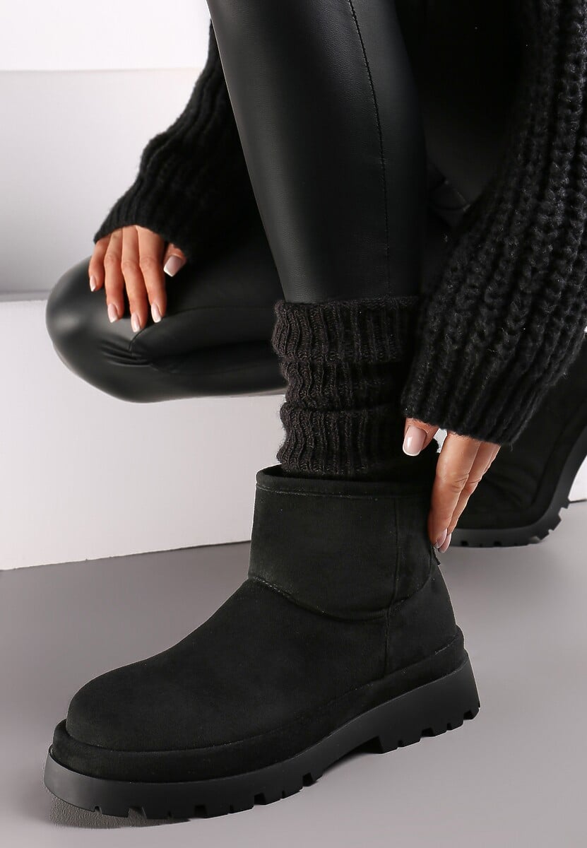 Czarne Botki Śniegowce na Platformie Nigvale