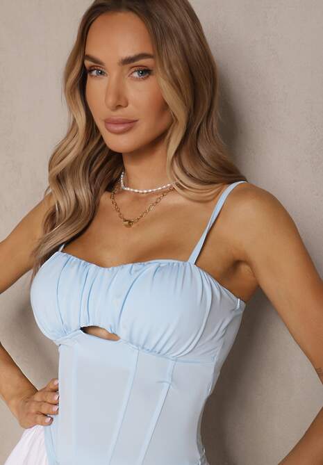 Jasnoniebieski Top Gorsetowy z Wiskozą i Usztywnionymi Miseczkami Eviness