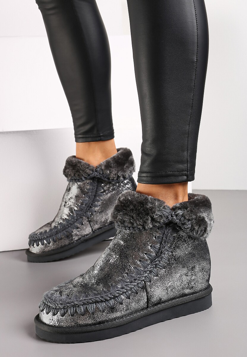 Szare Błyszczące Śniegowce na Ukrytym Koturnie Sabinea