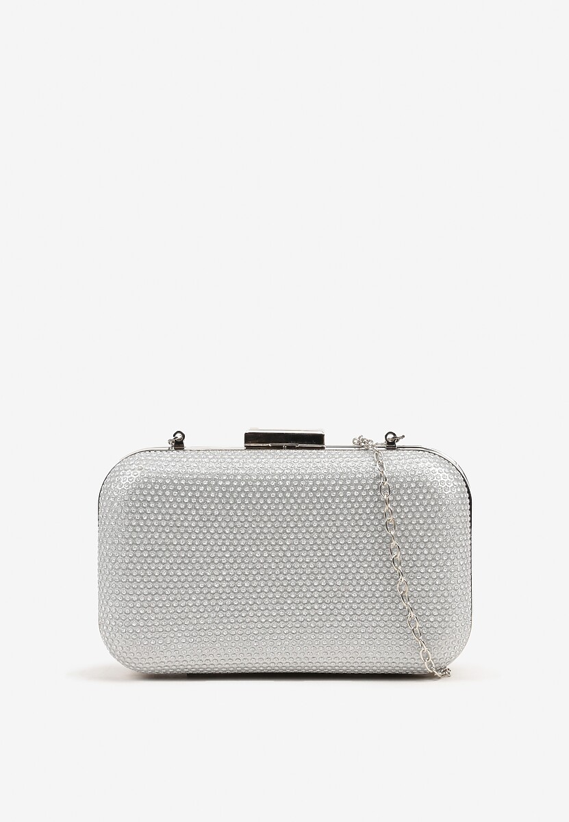 Szara Brokatowa Torebka Typu Kopertówka Nerivine