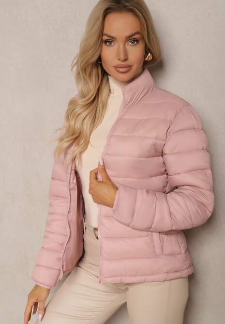 Ciemnoróżowa Kurtka z Pikowaną Odpinaną Stroną i Odpinanym Kapturem Doriona