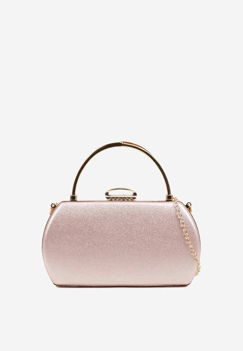 Szampańska Torebka Kopertówka z Metalicznym Połyskiem z Rączką i Łańcuszkiem Frovia