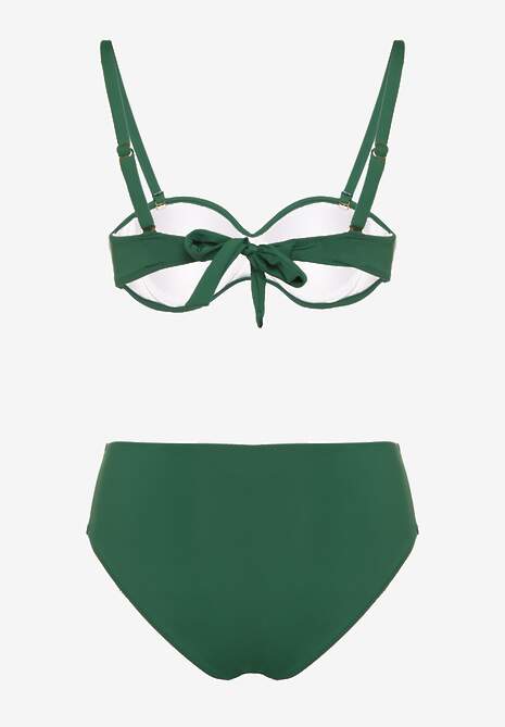 Ciemnozielone Bikini Biustonosz Ozdobiony Geometryczną Aplikacją i Majtki Figi Kinrina