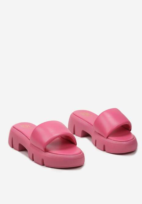 Fuksjowe Klapki Chunky z Grubą Podeszwą i Jednolitym Szerokim Paskiem Nachinna