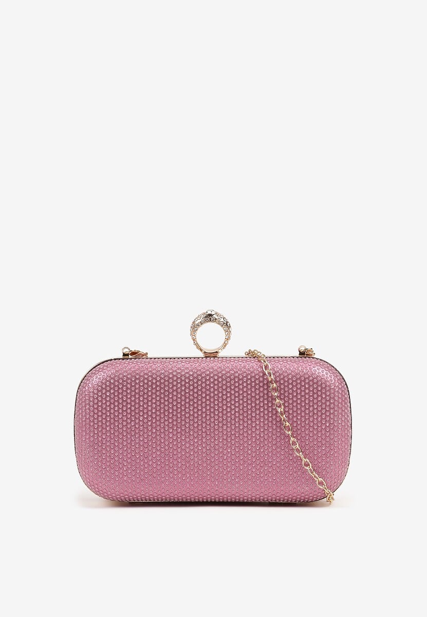 Szampańska Wieczorowa Torebka z Biżuteryjnym Uchwytem i Odpinanym Łańcuszkiem Millira