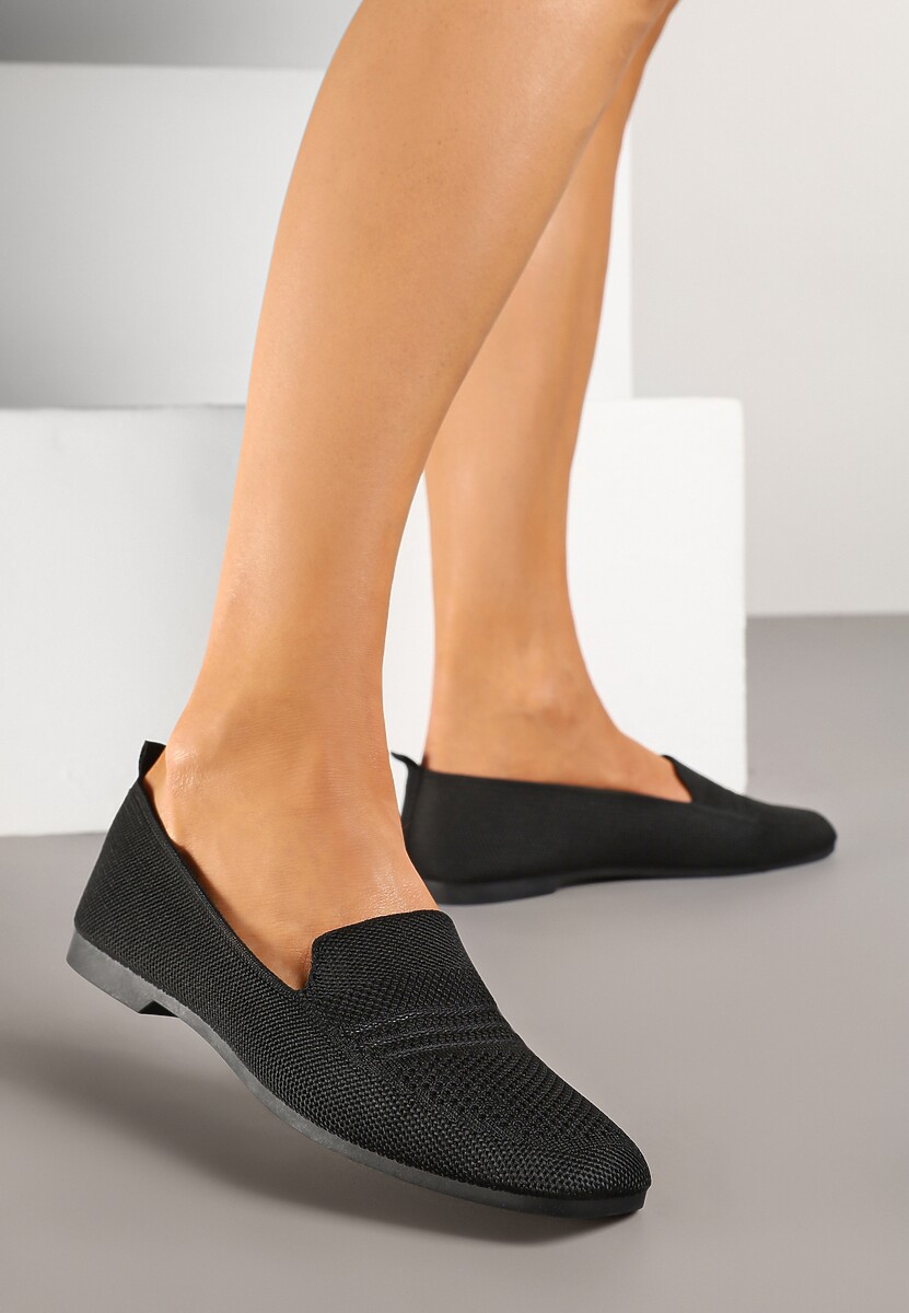 Czarne Mokasyny z Siateczkowym Wzorem Dalineas