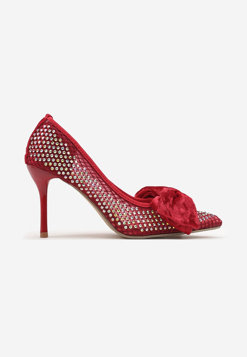 Czerwone Szpilki z Siateczki w Cyrkonie i Kokardą Wierite