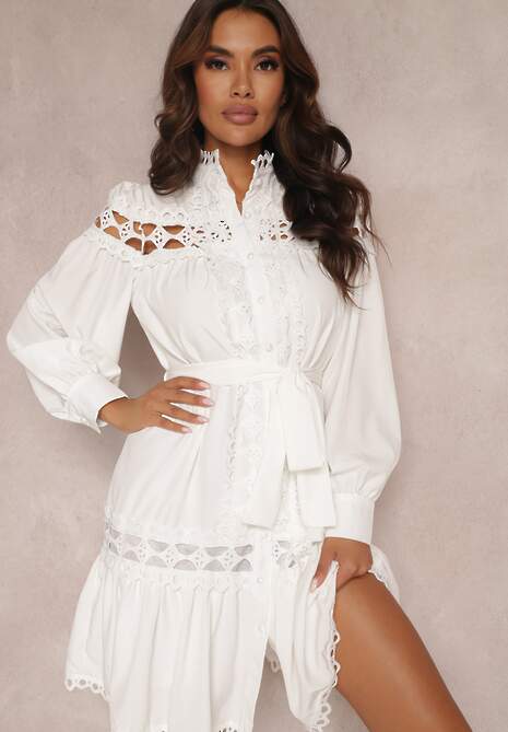 Biała Sukienka Koszulowa Achusa