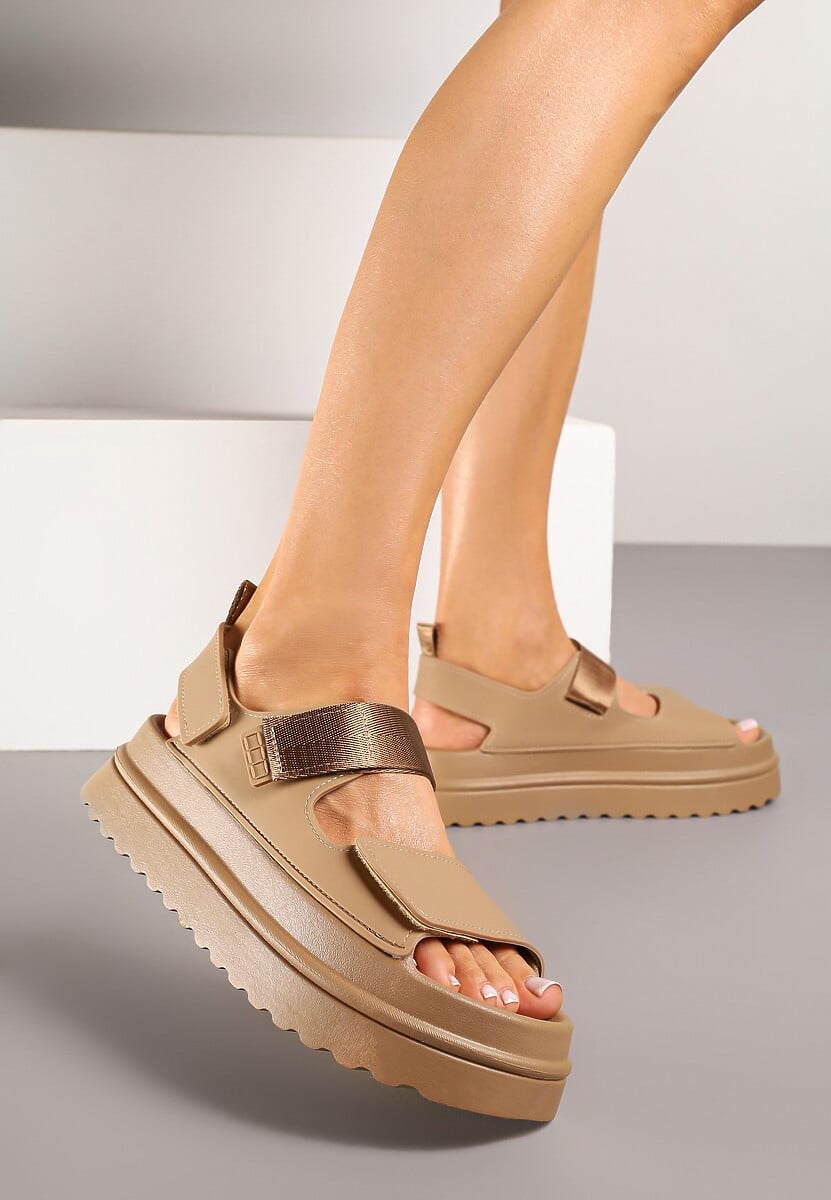 Niebieskie Sandały Chunky na Platformie z Zapięciem na Rzep Lorovia