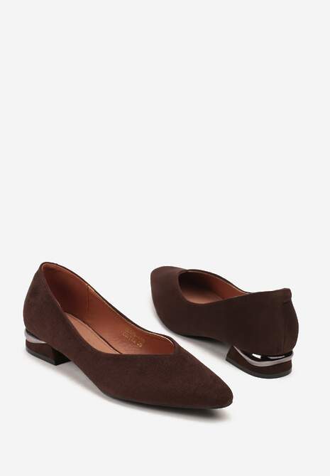 Brązowe Czółenka Vices ze Skórzaną Wkładką na Ozdobnym Słupku Delvila