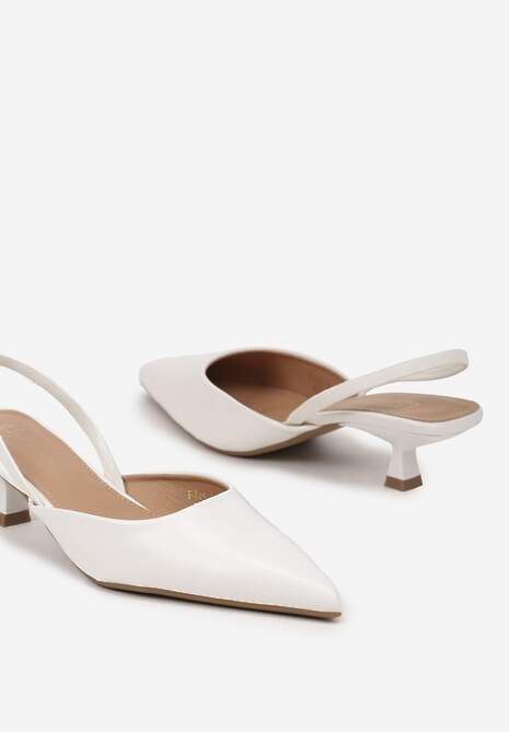 Białe Sandały na Kaczuszce Typu Slingback Donariel