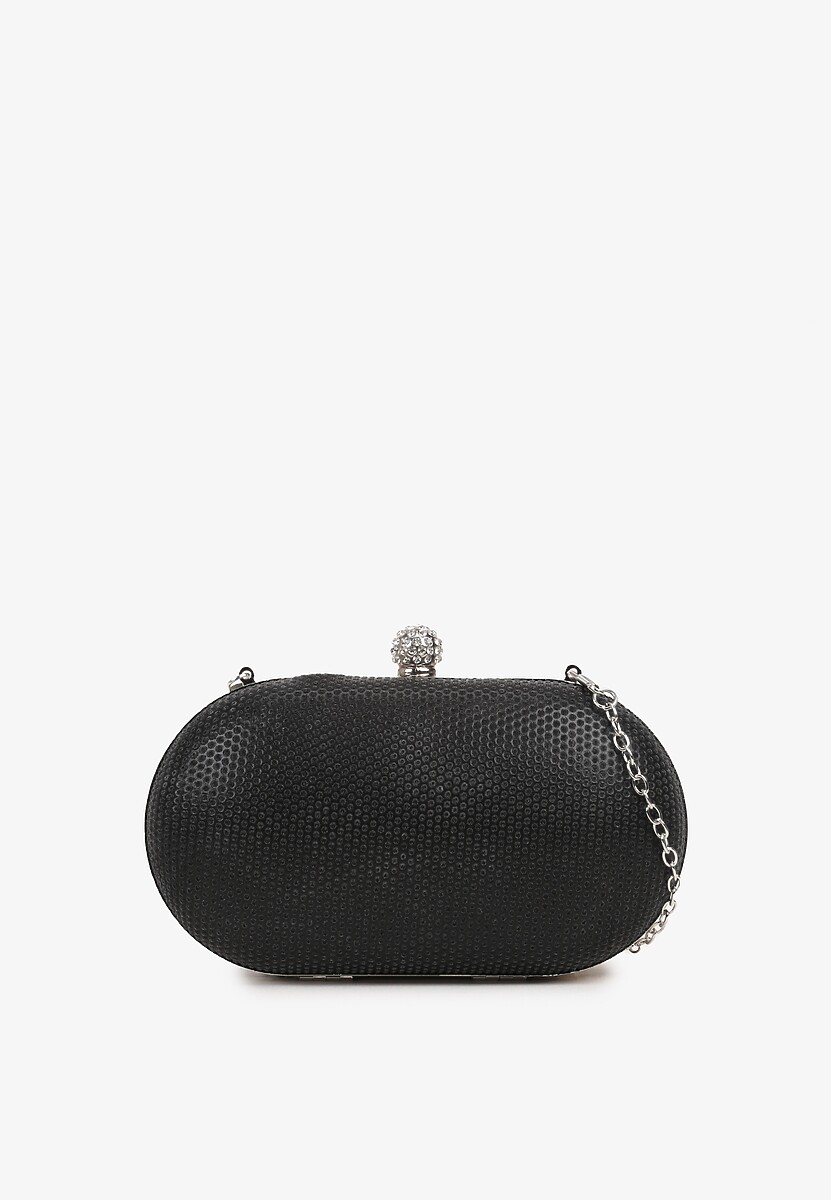 Różowa Cyrkoniowa Torebka Kopertówka z Jedną Komorą z Łańcuszkiem Ostama