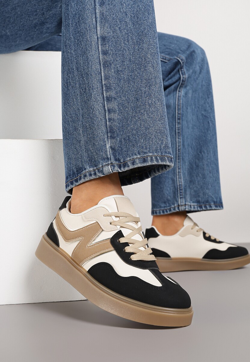 Czarne Sneakersy Ozdobione Geometrycznym Motywem Benike