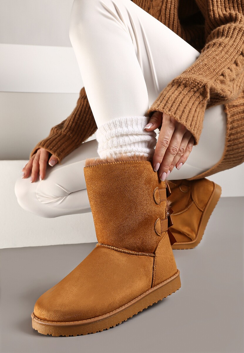 Brązowe Śniegowce z Kokardkami Chami