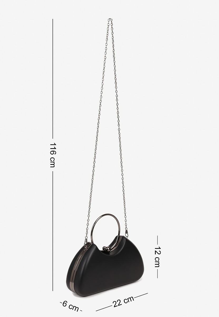 Czarna Torebka Typu Kopertówka na Ramię i do Ręki Ozdobiona Metalicznymi Wstawkami Zarione