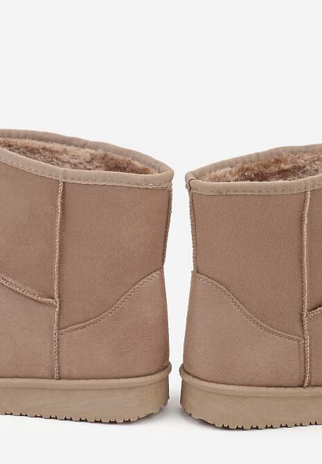 Ciemnobeżowe Śniegowce z Przeszyciami po Bokach Retena