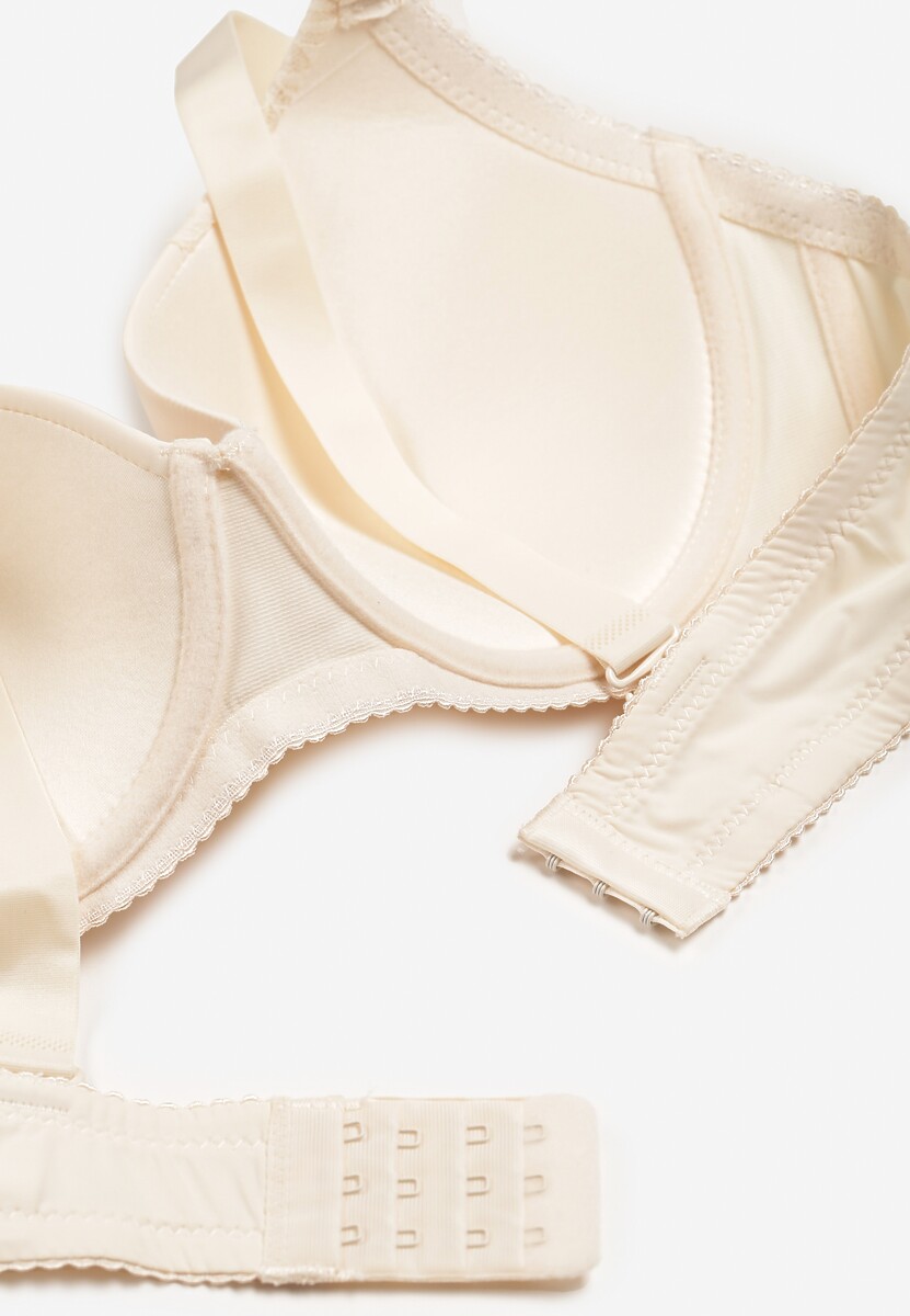 Beżowy Koronkowy Biustonosz Uronia