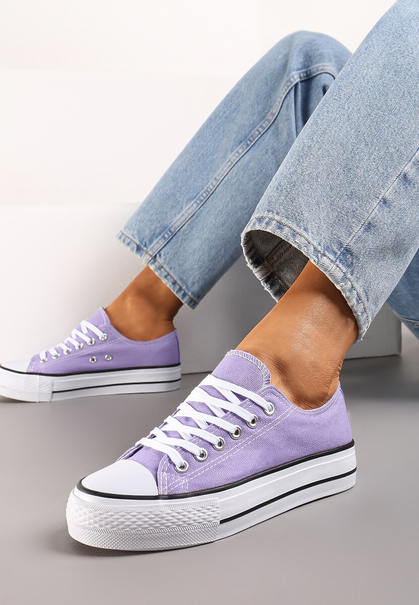 Jasnofioletowe Krótkie Trampki Sznurowane Rosasnowa