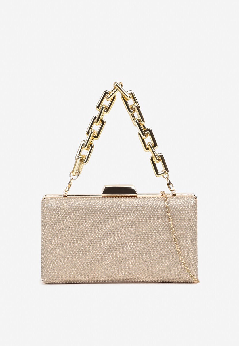 Srebrna Torebka Kopertówka z Łańcuszkiem Zdobiona Brokatem Kellirra