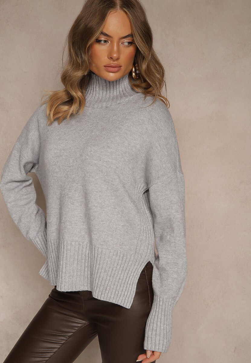 Szary Gładki Golf Casual Ralloria