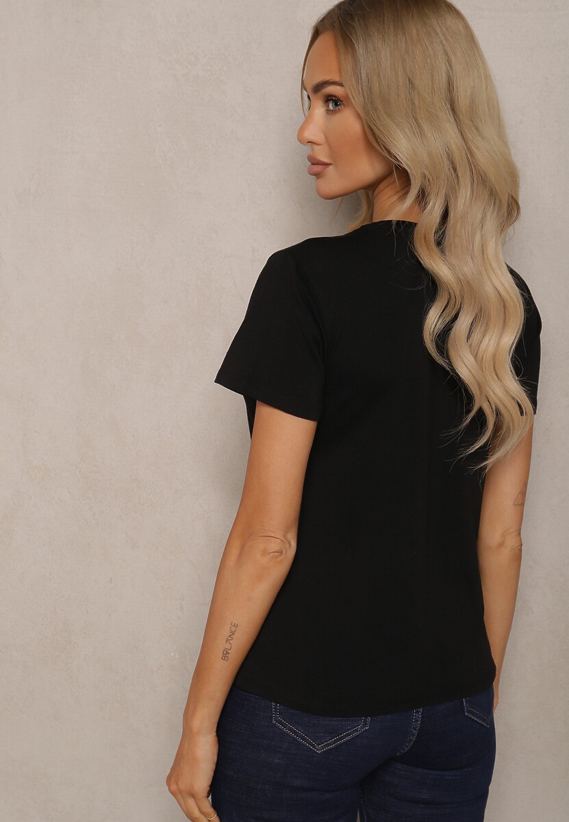 Czarny Bawełniany T-shirt Melinthe