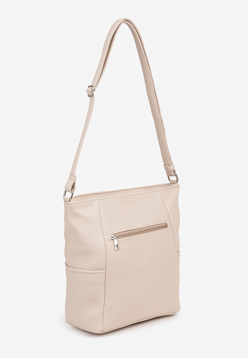 Ciemnobeżowa Torebka na Ramię z Ozdobnym Tłoczeniem Nanelven