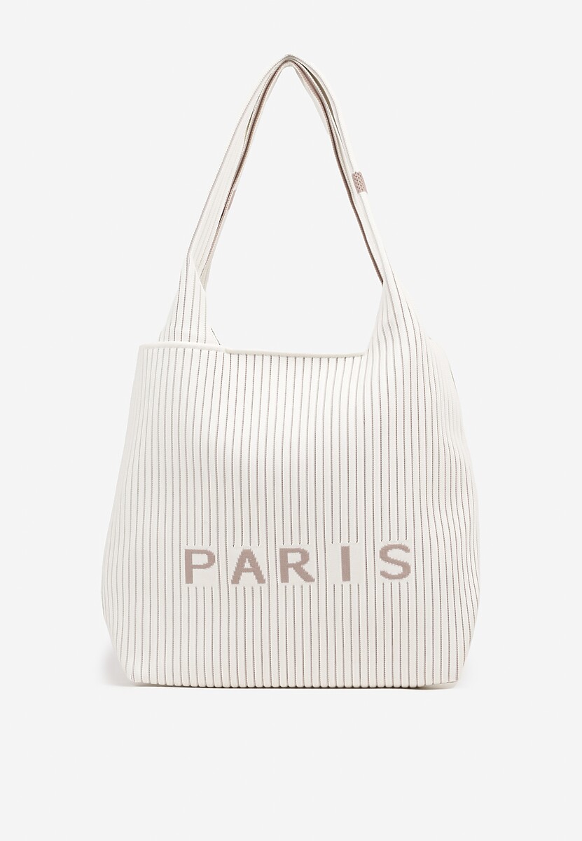 Beżowa Tłoczona Torebka Typu Shopper Saliaria