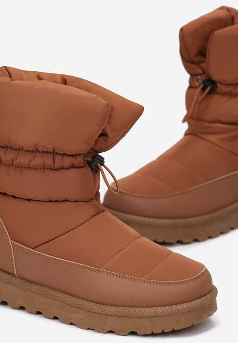 Jasnobrązowe Pikowane Śniegowce z Troczkiem Pehn