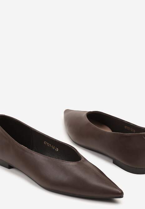Brązowe Balerinki Vices z Noskiem w Szpic i Skórzaną Wkładką Belviie