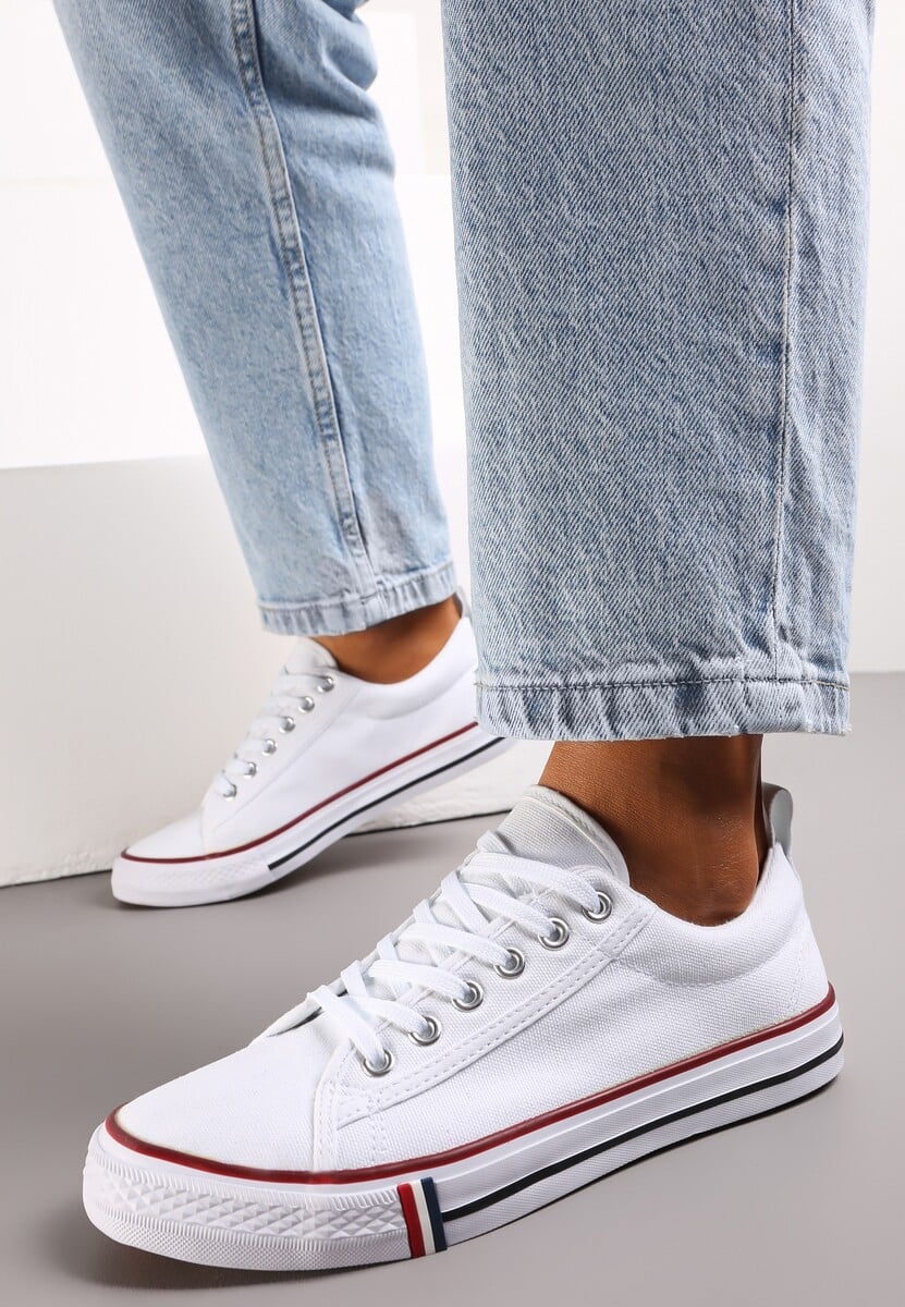 Białe Trampki przed Kostkę Sznurowane Islatia