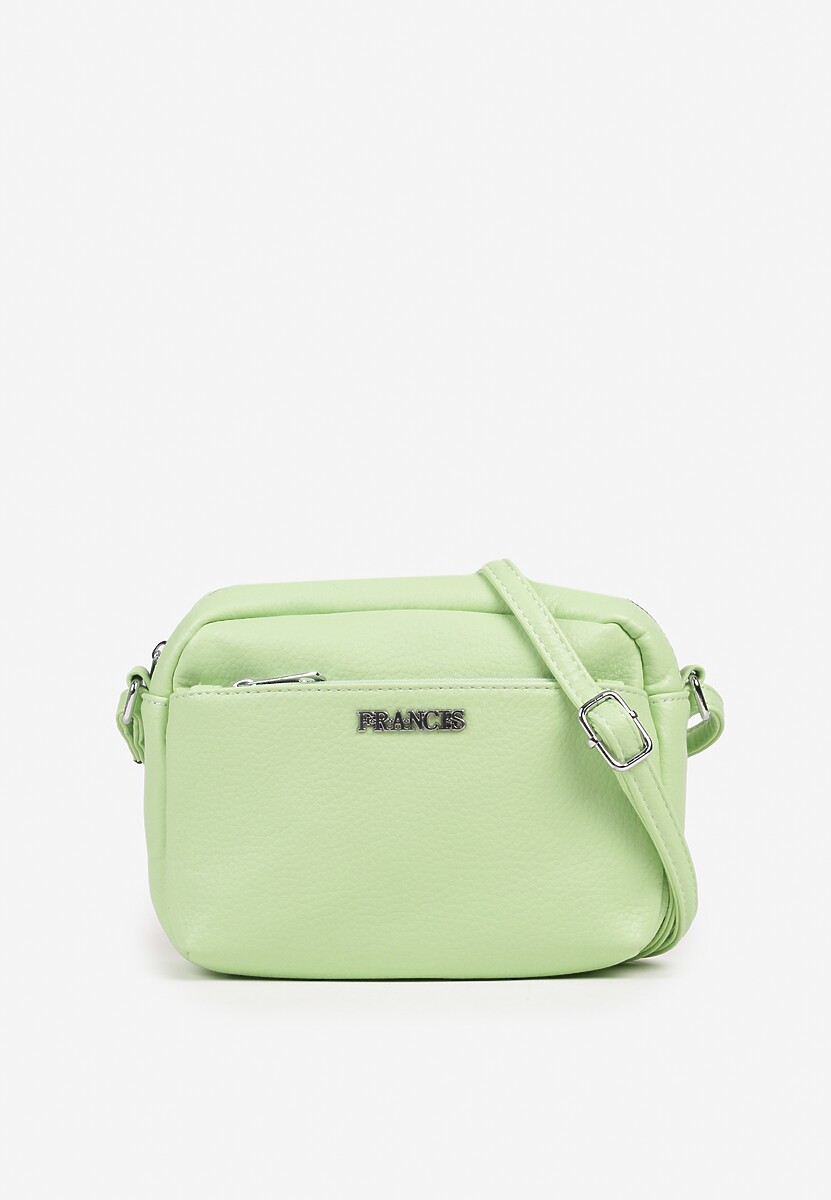Jasnozielona Torebka Typu Listonoszka z Suwakiem i Metalicznym Zdobieniem Silenaia