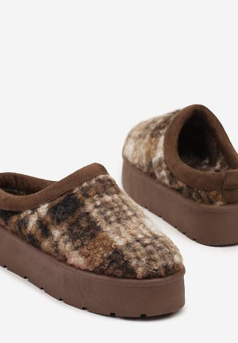 Brązowe Śniegowce na Platformie Ozdobione Kratą Ammea