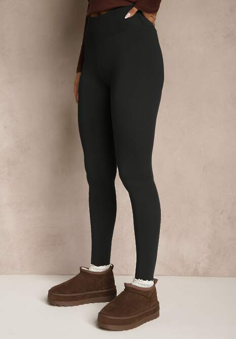 Czarne Legginsy Casual Regualr Waist Ralinsa