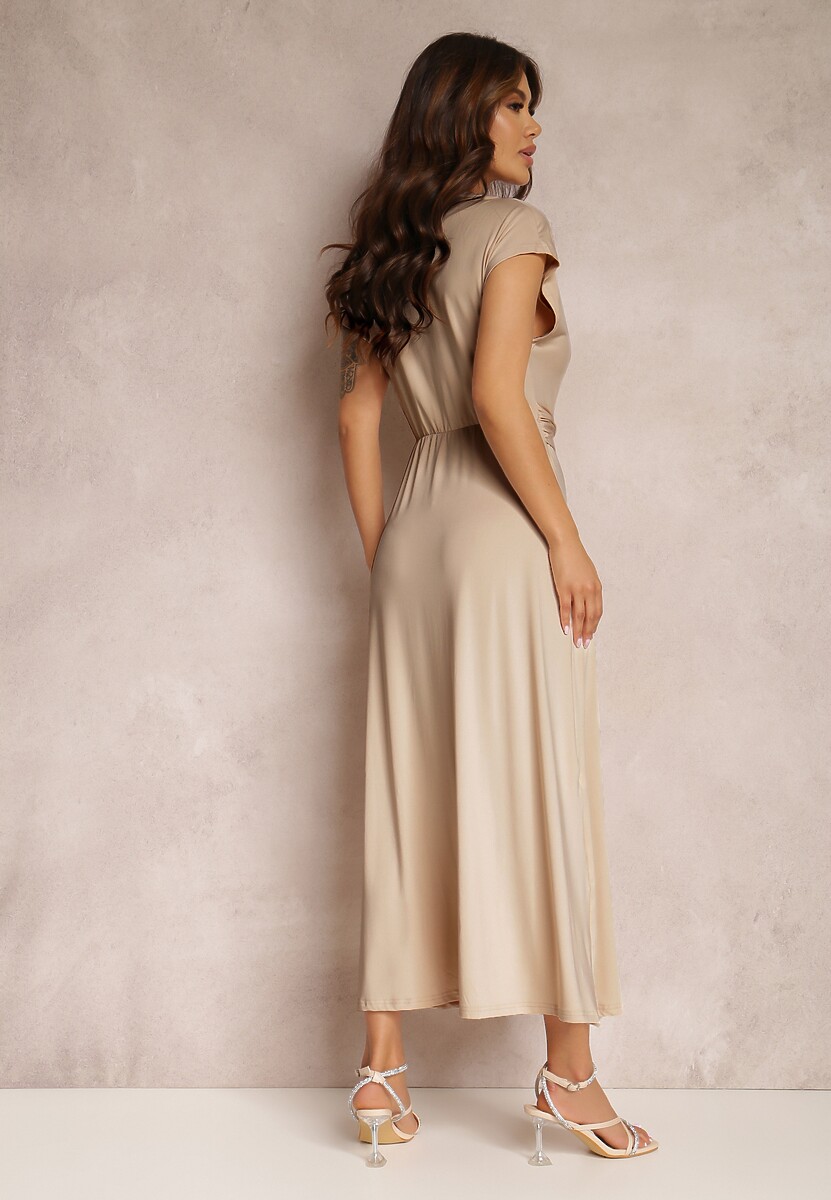 Beżowa Sukienka Kopertowa Appephone
