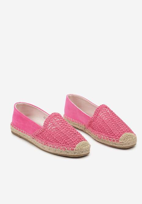 Fuksjowe Płaskie Espadryle z Ekozamszu Ozdobione Jutą Lemiala