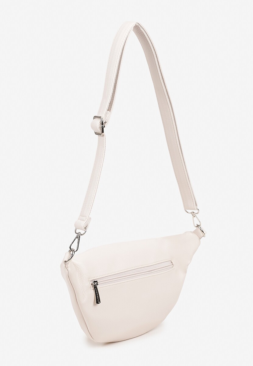 Jasnobeżowa Nerka ze Srebrnymi Detalami na Regulowanym Pasku Turessa